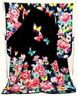 Japanese Vintage Kimono Silk hikifurisode peoney bt lame embroidery l5 8 5    4888