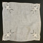 Heirloom Embroidered Cutwork Wedding Handkerchief Linen Bride Vintage Cottage