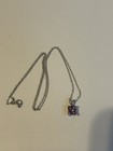 Vintage 925 Sterling Silver Amethyst Gemstone Pendant Chain Necklace 18 