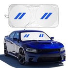 Foldable Sunshade For Dodge Charger Challenger Durango Journey Front Blue