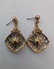 Avon Gold-tone Flower Dangle Earrings Clear Crystal  Butterfly Back
