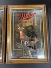 Miller High Life Bald Eagle And Deer Bar Mirror Sign Wildlife Series 2pc Set