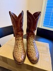 Tecovas The Wyatt Brown Western Cowboy Boots Full Quill Ostrich Round Toe Us 9 5
