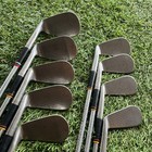 Vintage Spalding Top-flite Synchro-dyned Iron Set 2-pw Leather Grips Blades