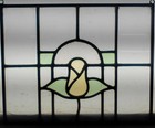 Pretty Floral English Leaded Stained Glass Window Unframed W Hooks 17 1 4 x 14 