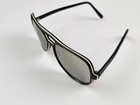 1980 s Vintage Aviator Sunglasses Layered Frame Mirrored Lenses Blue White Brown