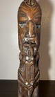 Hand-carved M  ori Ancestor Figure     Paua Shell Inlay  New Zealand 22    Signed