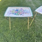 2 Vintage La Vada Floral Tv Tray Tables Folding Mid Century Mcm Retro Mod