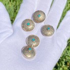 Native American Southwestern Style Sterling Silver Turquoise Button Covers