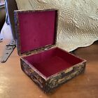 Atq Pyrography Flemish Wood Hinged Box  1909 A m g    Monogrammed Signed 6 X 5
