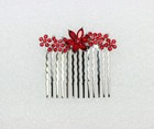 Gorgeous Red Rhinestone Crystal Floral Small Hair Comb Women Bridal Clip