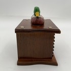 Wooden Coaster Set Of 8 Mallard Duck Holder Vtg Mcm Retro Cabin Fishing Hunting