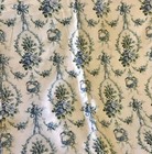 Antique French Floral Roses Ribbons Garland Cotton Fabric  blue Green Yellow