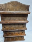 Beautiful Vintage Thimble Holder Wall Display Rack Wood Sewing Thread Bobbin