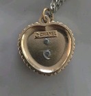 Cc Chanel Zipper Pull Pendant  Heart  Rhinestones  Pink  Gold  22mm  Stamped