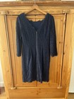 Navy Blue Adrianna Papell Floral Lace Sheath Dress Cocktail Wedding Guest