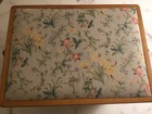 Vintage Woven Wood Sewing Box basket W  Tray   Spring Floral Fabric 