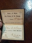 1923 Life Member Order Of Malta The Priory Of St  Mungo  Freemasonry Masonic 987