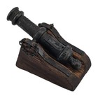 Vintage Spanish Siglo Xvi Table Top Cannon Cast Iron Miniature Wood Base 16th C