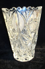 Vintage Bohemian Czech Cut Glass Vase Queen Anne Pattern