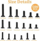 Small Screws Assortment Kit M1 2   M1 4   M2 0 Tiny Micro Screws Set Black 500pc