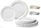   Occasions   Verona Bulk Wedding Party Disposable Plastic Plates   Silverware 