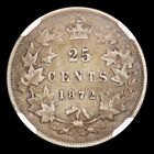 1872 H Canada 25 Cents Silver Coin - Ngc Graded Vf-25 - Victoria