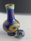 Antique Chinese Cloisonne Dragon Snuff Bottle Enamel Copper-read