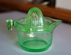 Vintage Green Uranium Vaseline  Glass Measuring Cup With Citrus Juicer Cup