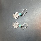 Vintage Hcc 925 Sterling Silver Turquoise Bead Figural Dangle Earrings