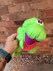 Vintage Fisher Price Nylon Puffalump Dinosaur Plush Squeaky Squishy Green Dino