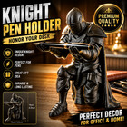 Medieval Knight Pen Holder Resin Statue Desk Organizer Warrior Office Decor Gift