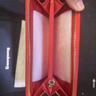 Kumkang Women   s Red Zip Around Accordion Wallet Gold Tone Hardware With Box
