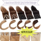 Real Remy Human Clip In Hair Extensions 8 Pieces Straight Full Head Dirty Ombre