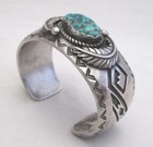 Navajo Bracelet Sterling Silver   Turquoise By Jerry Francisco For Small Wrist