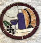 Stained Glass Wine Glass And Bottle Grapes Art Sun Catcher Wine Lover Napa 12   