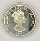 1997  Pitcairn Islands Golden Wedding Sterling Silver 10 Dollars Coin