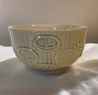 Korean Celadon Tea Bowl With Relief And Characters Artist Signed 4 1 8 d  2 1 4h
