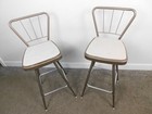 Pair Retro Bar Kitchen Stools Cosco Chrome 1960s Mid Century Modern Vintage