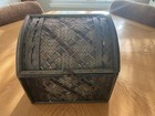 Vintage Wooden Treasure Chest Box   Rustic Trinket Storage   Pirate-style