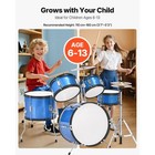 Kids Drum Set 5-piece Junior Musical Drum Kit With 16 In Bass Drum  blue 