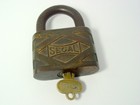 Antique Vintage Segal Padlock Lock Rare Brass Mid-20th Century Wwll Era With Key