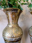 Pair Of Large Mid-century Indian Etched Brass Vases