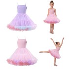Kids Girls Tulle Dress Rainbow Trim Party Dress Cute Tutu Dress Princess Style