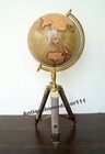 Vintage 12  World Globe Leather Tripod Stand Office Decor Retro Map Education