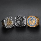 Men s Vintage Masonic Wedding Rings Stainless Steel Cz Inlay Signet Biker Ring