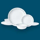White And Green Round 12-piece Dinnerware Set Dish Set  Plates  Bowls Set For 4