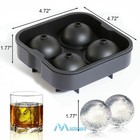 Silicone 3d Ice Cube Tray Maker Round Ball Sphere Mold For Whiskey Cocktails Bar