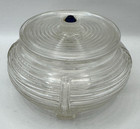 Vintage Glass Powder Jar With Lid Clear Ribbed Vanity Dresser Trinket Jar