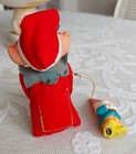 Vintage Christmas Elf Knee Hugger Pixie Japan   Gnome Ornament Pocket Back Bell